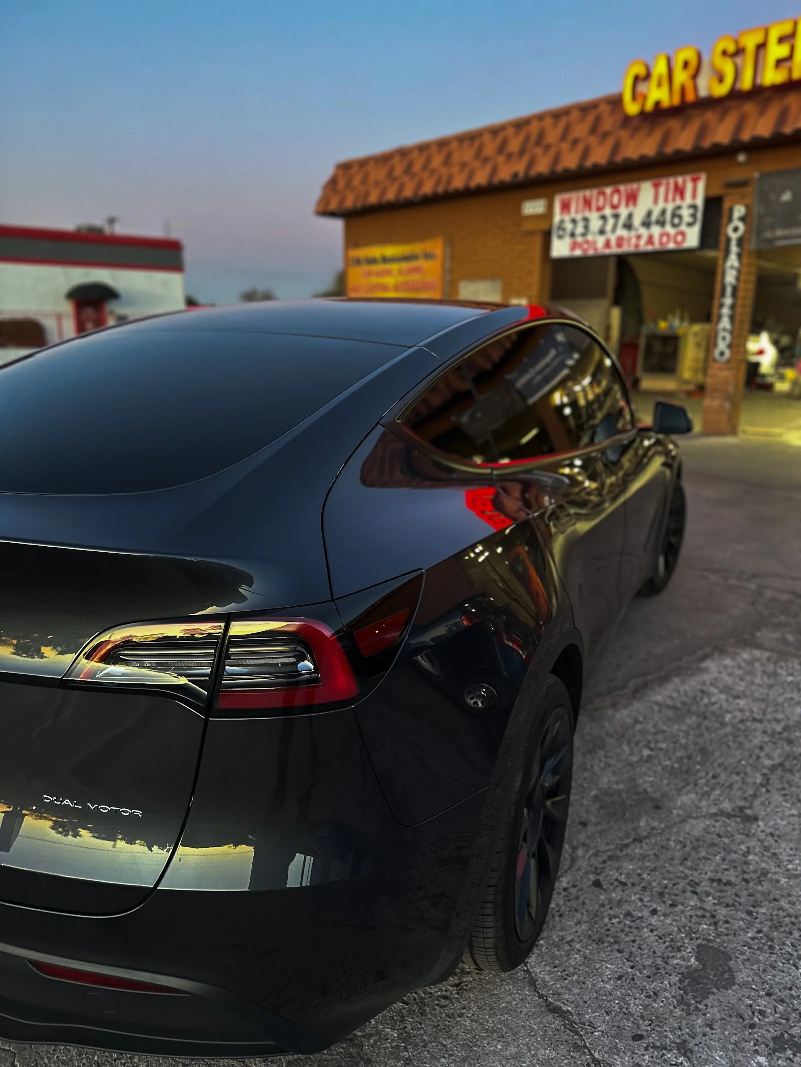 Ceramic tinted Tesla at Desert Window Tint & Wraps in Avondale, AZ